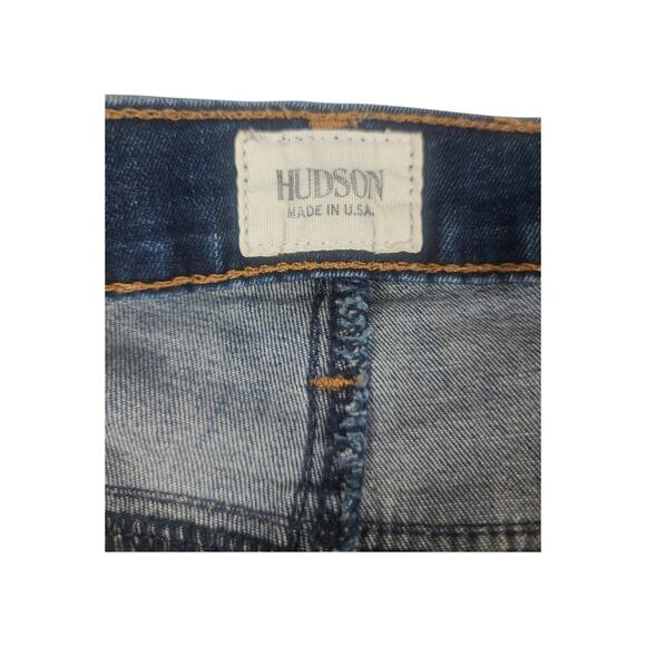 Hudson USA Blue Denim Jeans Flap Pockets Grey Piping Mid Rise 27 - Picture 4 of 5